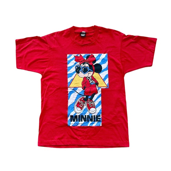 RARE Vintage 1989 Puff Paint Minnie Mouse Red Tee. Size L. Screen Stars Best. - Picture 2 of 7